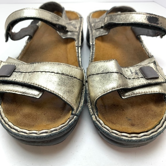 NAOT Leather Gold Sandals Shoes Ankle Strap sz 41 - Picture 6 of 16